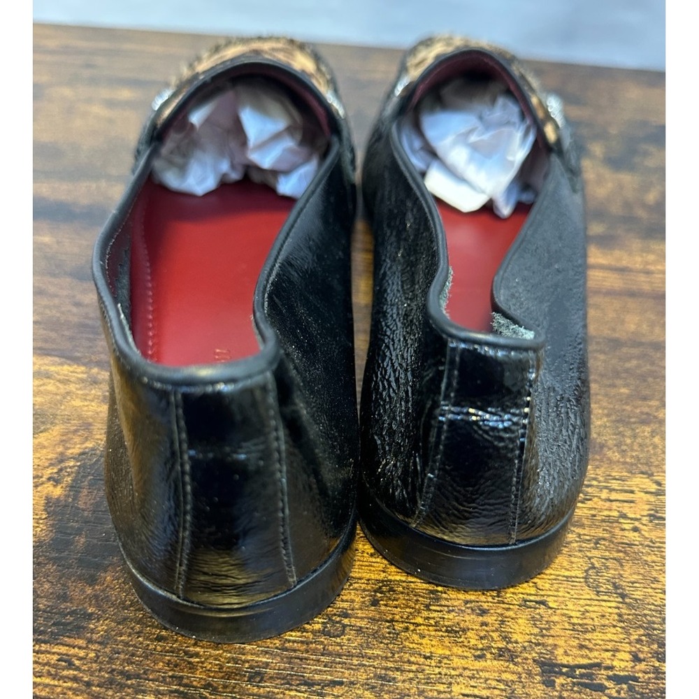 Brighton Mohawk Black Patent Leather Leopard Calf Hair Loafers 8 M Shoes Flats - Picture 8 of 16